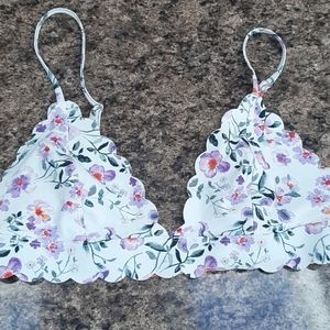 [2/$20] White floral bikini top